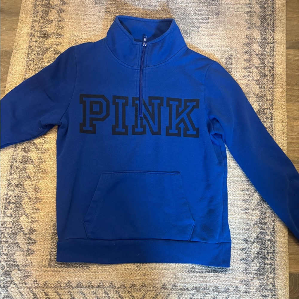 PINK Victoria's Secret Blue Quarter-Zip Sweatshirt